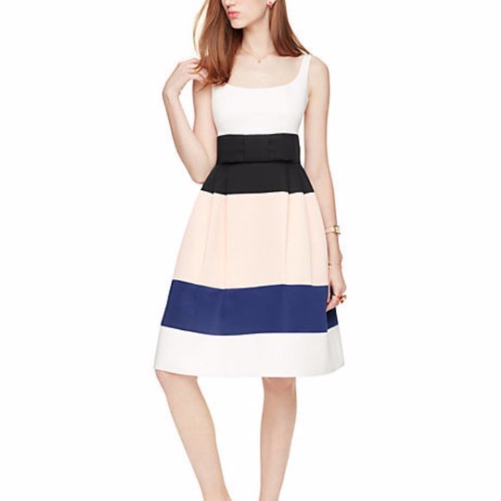 Kate Spade New York sleeveless structured color block bow dress 8